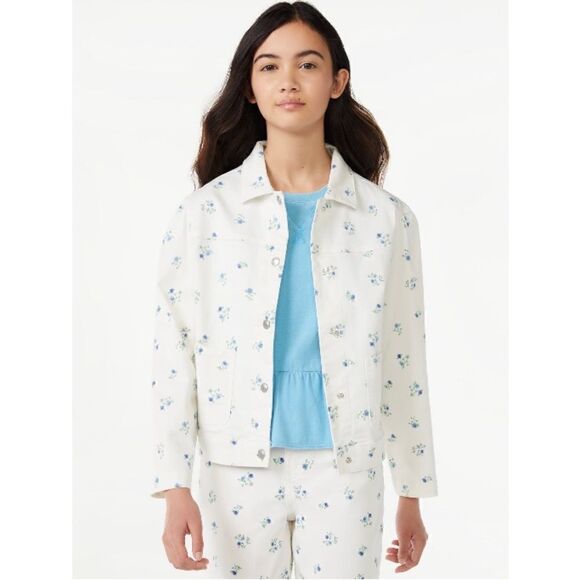 Girls Floral Print Snap Down Barn Jacket Shirt Top Size M 7/8 - Picture 4 of 7